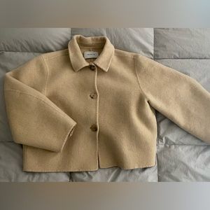 Korea Helvetica Yellow Wool Coat + V Neck Sweater Jumper (COS, Frankie shop)